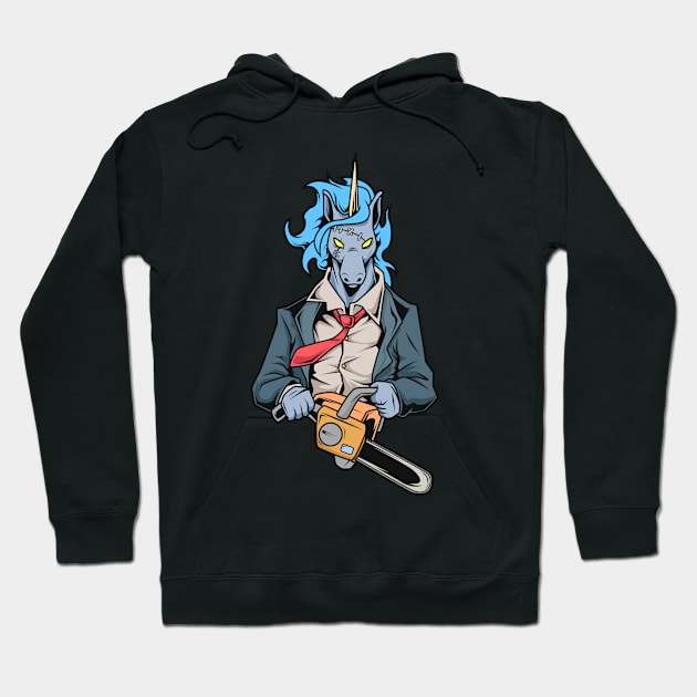 Monster animals - chainsaw unicorn Hoodie by Modern Medieval Design